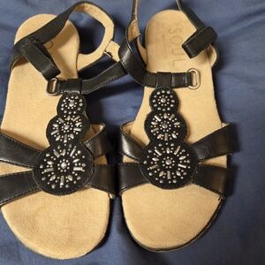 SOUL Naturalizer Black Sandals with Embellishments